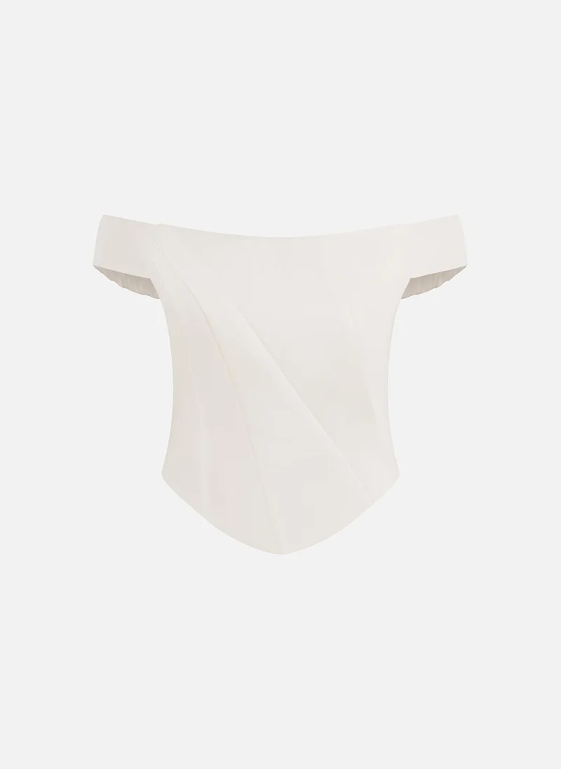 Lichi  Satin corset top with asymmetrical boning for Women | Best Price UAE