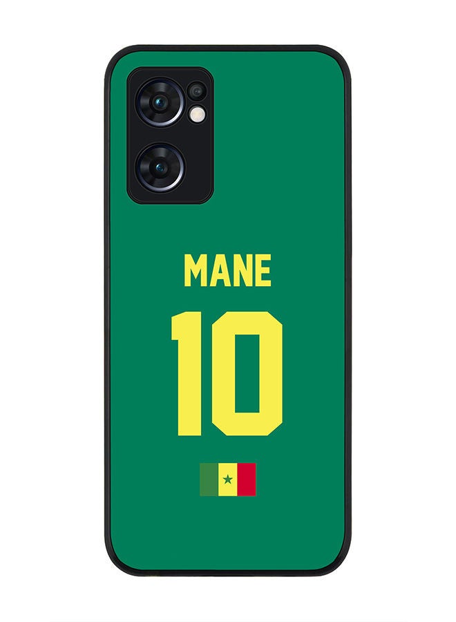 Stylizedd Rugged Black edge case for Oppo Reno7 5G  Slim fit Soft Case Flexible Rubber Edges Anti Drop TPU Gel Thin Cover - Football Team - Senegal Player Name - Mane - Image 1