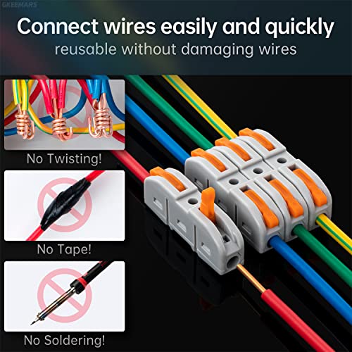 GKEEMARS 50 Pcs Wire Connector, 1 Conductor Compact Splicing Wire Connectors for Circuit Inline 24-12 AWG (Orange) - Image 2