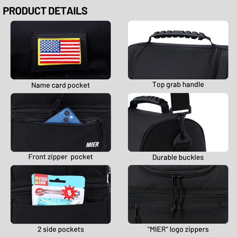 MIER 2 Compartment Lunch Bag for Men Women, Leakproof Insulated Cooler Bag for Work, Black - Image 5