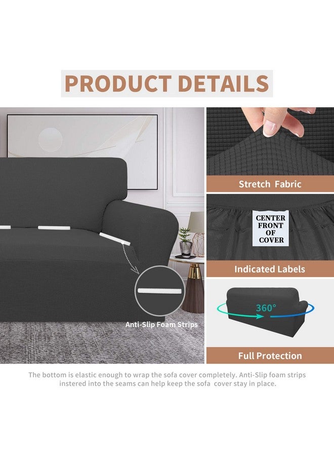 Easy-Going 100% Waterproof Couch Cover, Dual Sofa Stretch Jacquard Slipcover, Leakproof Furniture Protector for Kids, Pets, Dog and Cat (Sofa, Dark Gray) - Image 4
