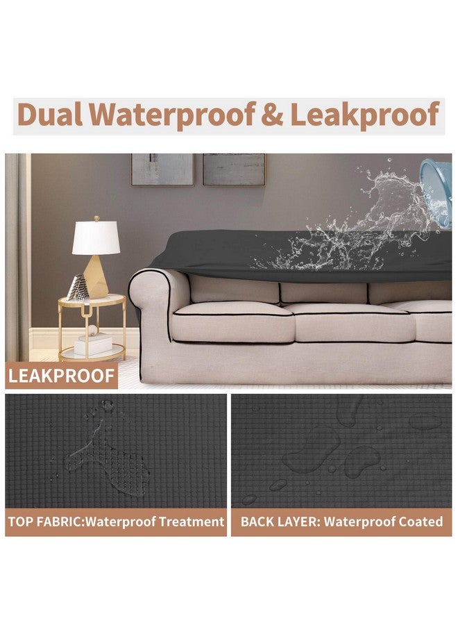 Easy-Going 100% Waterproof Couch Cover, Dual Sofa Stretch Jacquard Slipcover, Leakproof Furniture Protector for Kids, Pets, Dog and Cat (Sofa, Dark Gray) - Image 3