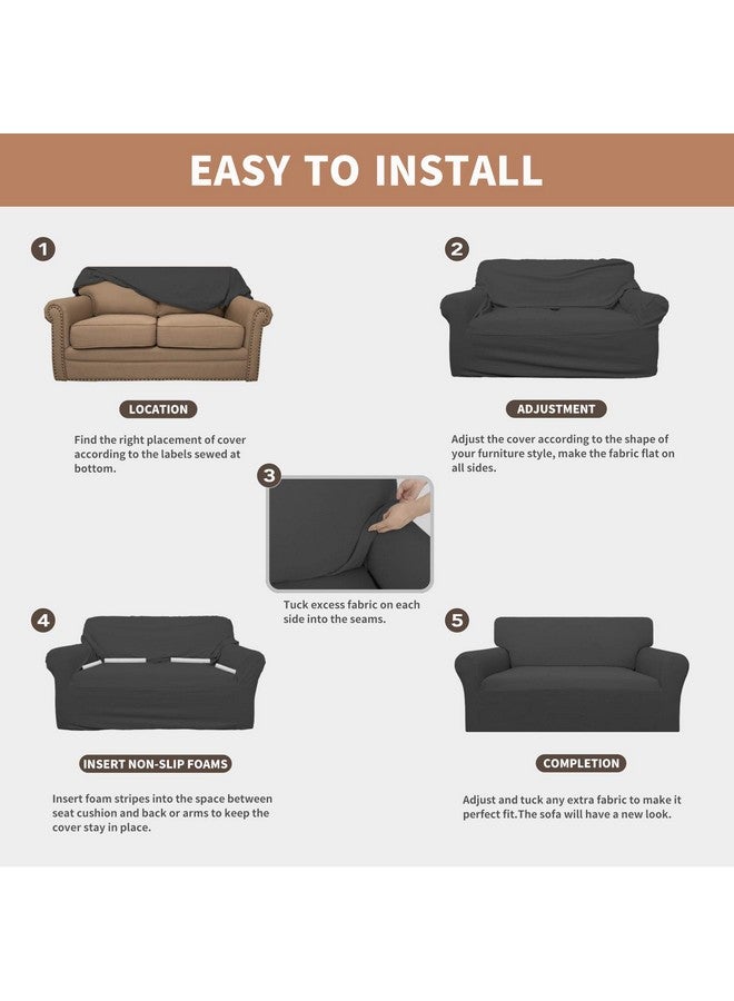 Easy-Going 100% Waterproof Couch Cover, Dual Sofa Stretch Jacquard Slipcover, Leakproof Furniture Protector for Kids, Pets, Dog and Cat (Sofa, Dark Gray) - Image 5