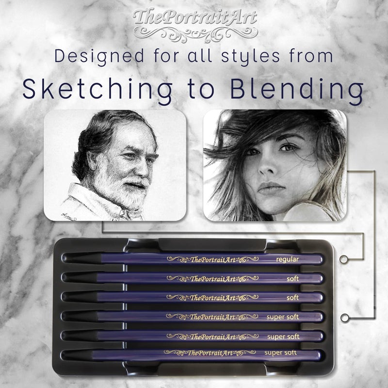 ThePortraitArt Artist Woodless Pure Charcoal Pencils - Ultra Soft and Dark – 6pc Set Equivalent to 25+ Regular Pencils – Smooth Consistency on All Drawing Papers - Image 4