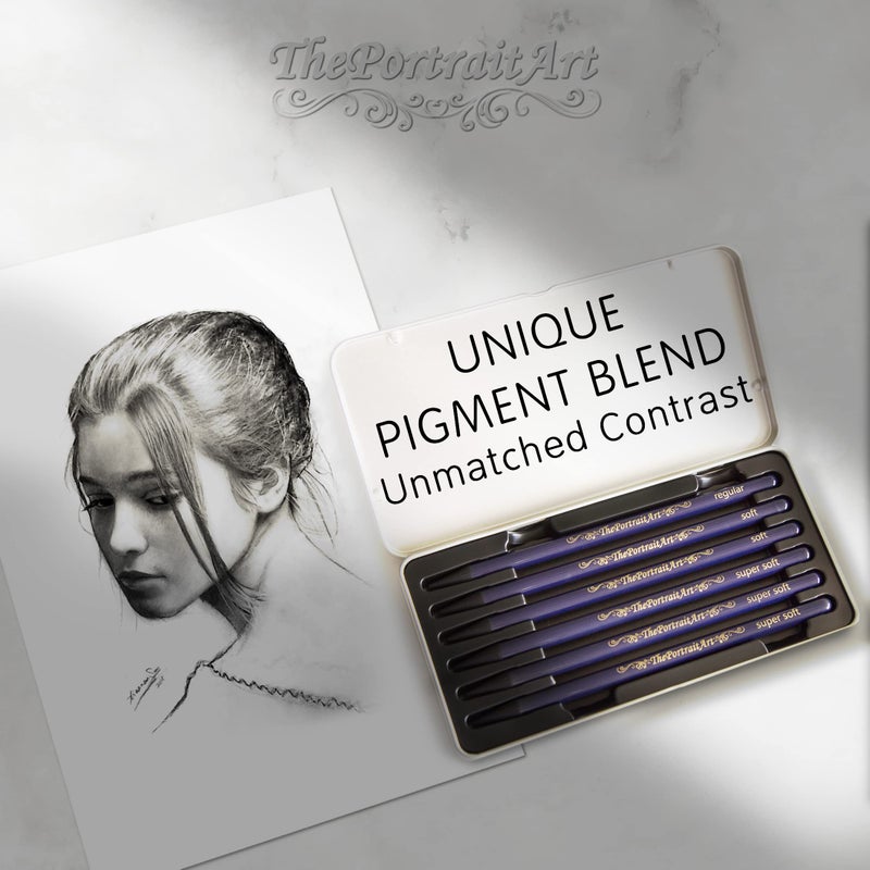 ThePortraitArt Artist Woodless Pure Charcoal Pencils - Ultra Soft and Dark – 6pc Set Equivalent to 25+ Regular Pencils – Smooth Consistency on All Drawing Papers - Image 3