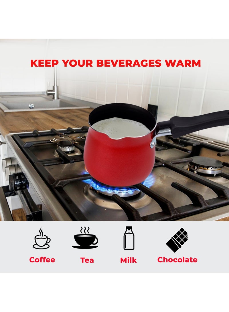 سويت هوم جهاز تسخين القهوة مقاس 9 سم، مصنوع من الألومنيوم شديد التحمل، ومقبض مريح - Image 5