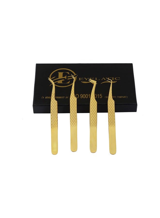 Eyelatic Eyelash Tweezers Set of 4 PCS for Volume Lash Extensions, J2 Japanese Stainless Steel Tweezers - Image 3