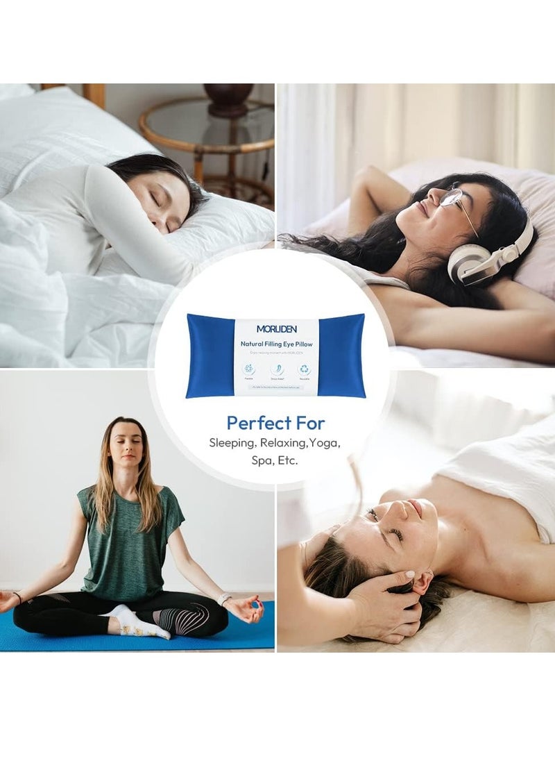 MORLIDEN - Eye Pillows for Relaxation, Yoga Eye Pillow for Meditation, Microwavable Weighted Eye Pillow for Yoga, Moist Heat & Cold Eye Compress No Scent (Blue) - 2 Pack - Image 1