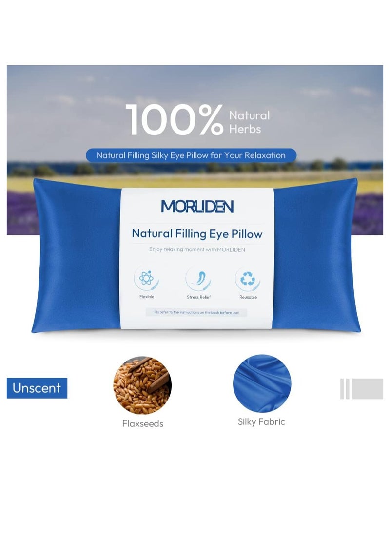 MORLIDEN - Eye Pillows for Relaxation, Yoga Eye Pillow for Meditation, Microwavable Weighted Eye Pillow for Yoga, Moist Heat & Cold Eye Compress No Scent (Blue) - 2 Pack - Image 1