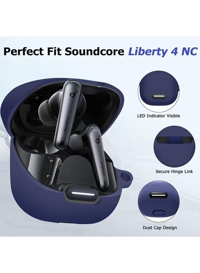for Liberty 4 NC Case Cover with Cleaner Kit, Soft Silicone Protective Case for Anker Soundcore Liberty 4 NC Case for Women Men, Liberty 4 NC Case Accessories with Keychain - Image 3