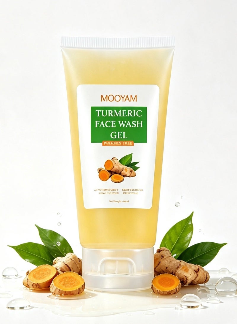 MOOYAM Turmeric Face Wash Gel 100ml Acne Treatment and Deep Cleaning Pore Cleanser for Whitening and Clear Skin - Image 1