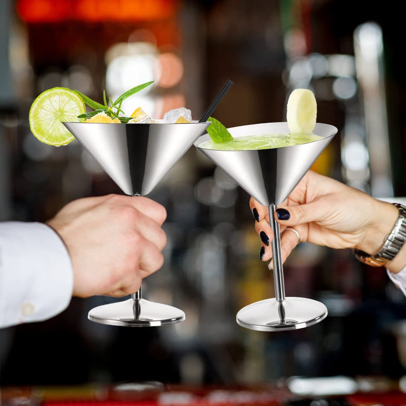 Peohud 4 Pack Stainless Steel Martini Glasses  8 Oz Unbreakable Cocktail Glasses For Margarita  Manhattan  Champagne  Bar  Party  18/8 Mirror Polished Finish  Shatterproof - Image 5