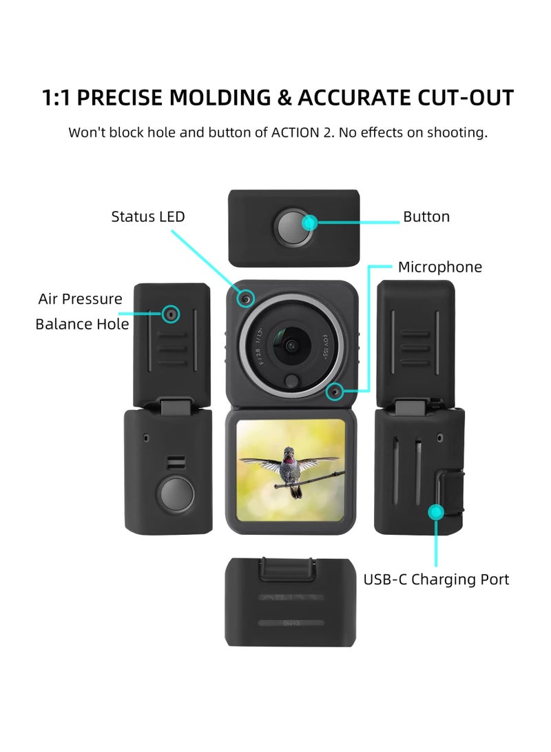 Silicone Protective Case for DJI ACTION 2 - Scratch-Resistant Sleeve for Dual-Screen Combo Camera Accessories (Compatible with Dual-Screen Version) - Image 2