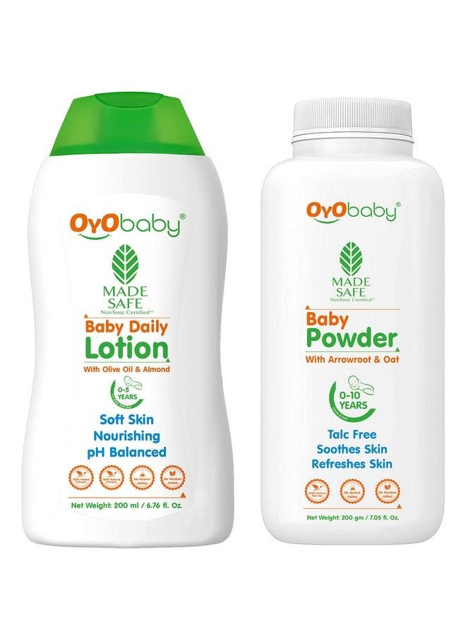 OYO BABY New Born Combo Daily Moisturizing Natural Baby Lotion And Natural Dusting Baby Powder For New Born Babies 200Gm Each  - Image 1