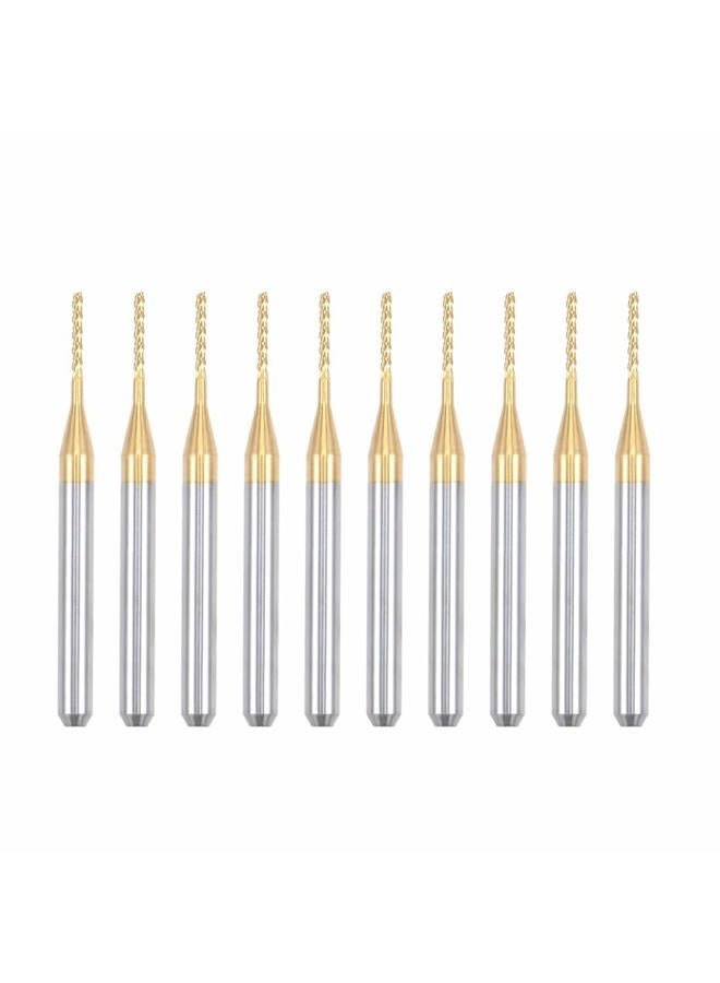uxcell 10Pcs 1mm Titanium Coat Carbide End Mill Engraving Milling Cutter CNC Router Bits for PCB Machine, 1/8" Shank - Image 1