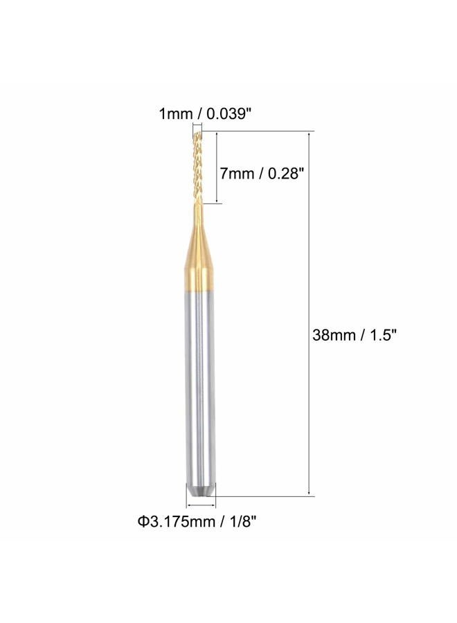 uxcell 10Pcs 1mm Titanium Coat Carbide End Mill Engraving Milling Cutter CNC Router Bits for PCB Machine, 1/8" Shank - Image 2