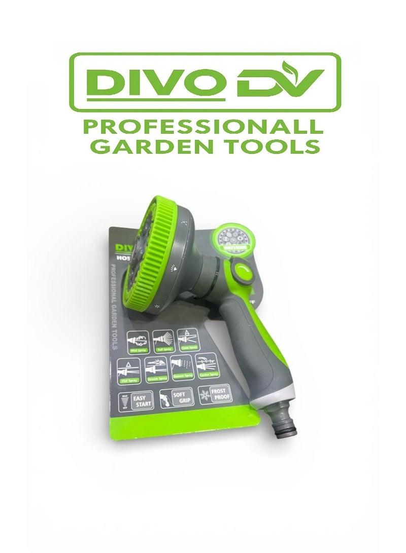 DIVO Professional Garden Hose Nozzle – Model DVO714-33 – Multi-Function Adjustable Spray Gun with Soft Grip, Easy Start & Frost-Proof Design – Ideal for Garden Watering, Car Washing & Outdoor Cleaning - Image 3