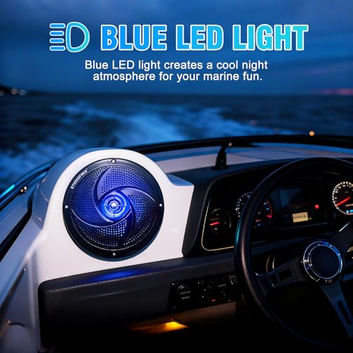 STUDIOFINIX 6.5 Inch Waterproof Marine Speakers - 240W 2-Way Weather Resistant Outdoor Boat Audio with LED Lights, Low Profile Slim Style Suitable for Boat, RV, UTV, ATV, Golf Cart (2 Speakers, Black) - Image 2