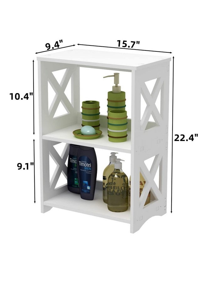 LUCKNOCK Narrow Side Table with Storage, 3-Tier Slim Nightstand for Small Spaces, White Modern End Table, Bedside Table, Bookshelf for Living Room, Bedroom, Bathroom and Office. - Image 2