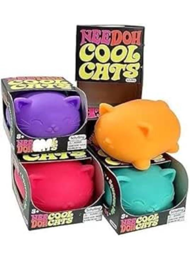 Cool Cats The Groovy Glob! Squishy, Squeezy, Stretchy Stress Balls Green, Orange & Pink Complete Gift Set Party Bundle - 3 Pack