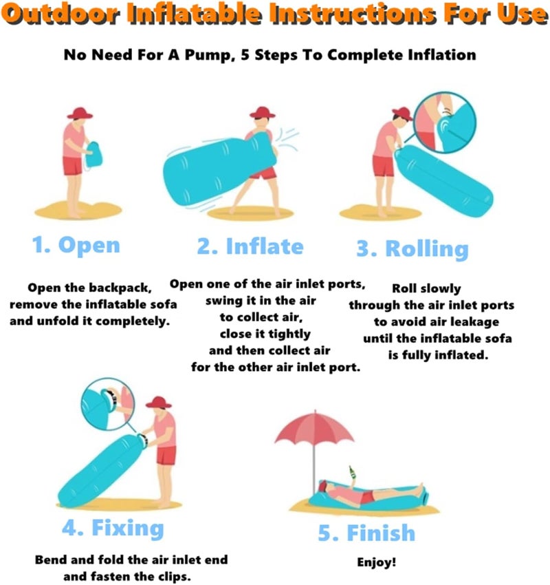 Inflatable Sofa Portable and Sofa Bed for Camping Beach and Home Inflatable Couch Foldable and Waterproof Oxford Cloth Fabric (Purple, 1 Pack) - Image 4