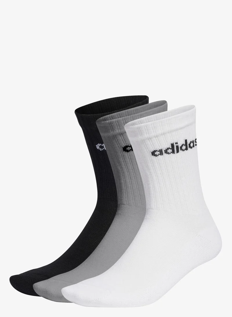 اديداس ثلاثة أزواج من جوارب Linear Crew Cushioned
