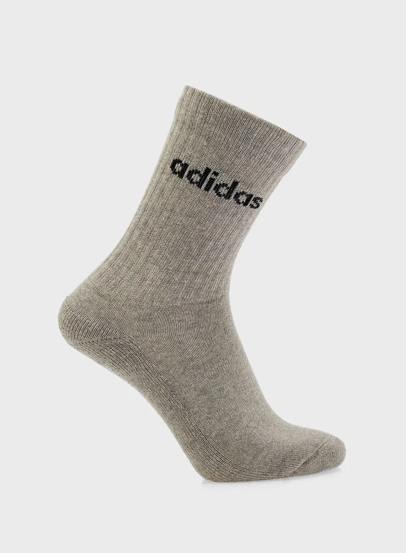 Adidas  Linear Crew Cushioned Socks 3 Pairs  | Best Price UAE