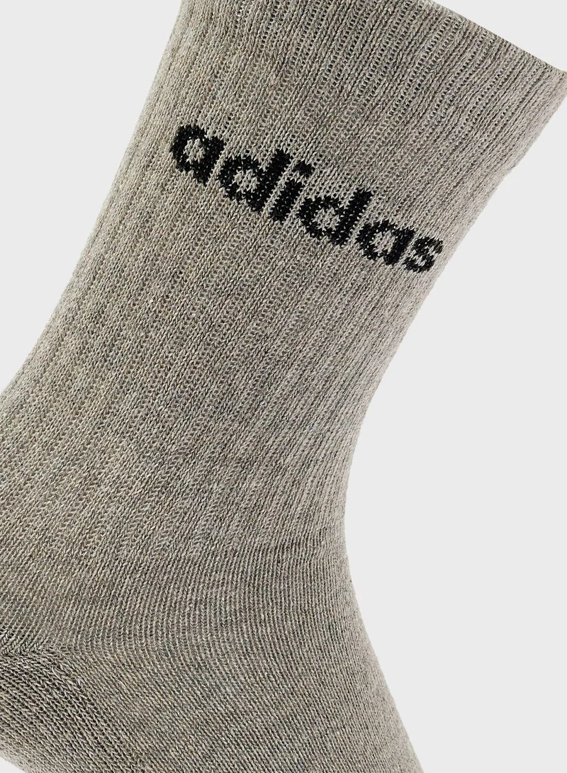 Adidas  Linear Crew Cushioned Socks 3 Pairs  | Best Price UAE