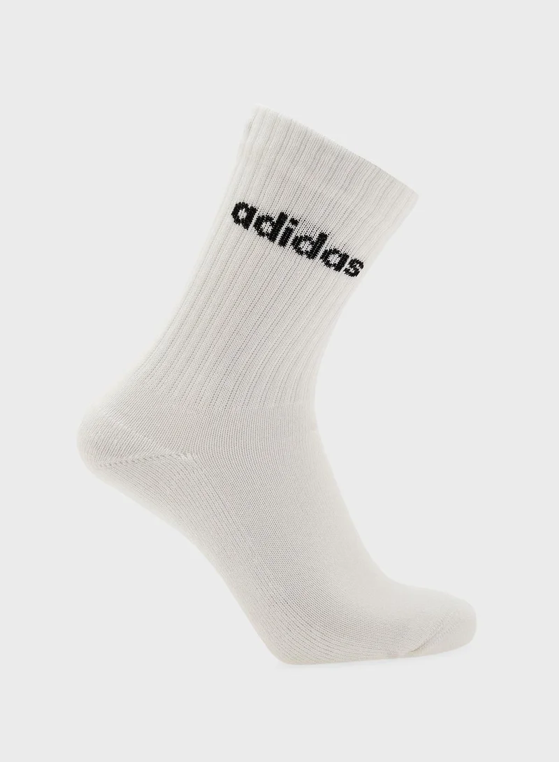 Adidas  Linear Crew Cushioned Socks 3 Pairs  | Best Price UAE