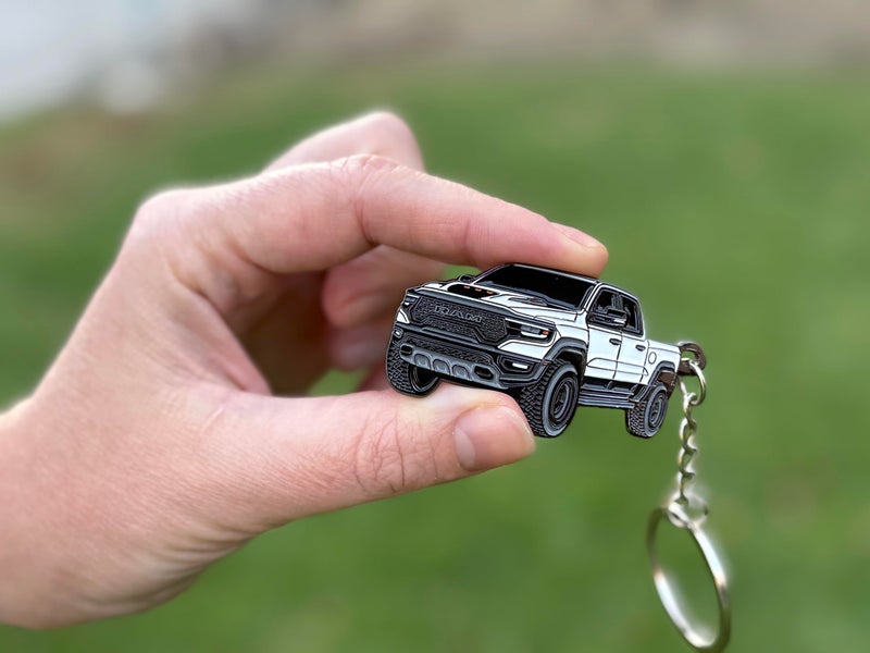 FOUR WHEEL BEAST Dodge RAM Keychain 1500 Accessories - Officially Licensed - Ram 2500 Toy Truck Key Chain 2019-2025 (White) - Image 4