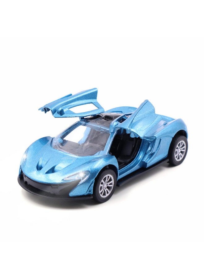 Chanak Chanak Premium Metal Die-Cast Sports Racer Car, Metal Car with Realistic Engine Sound, LED Lights, Open & Close Doors, Pull Back Car Zinc Alloy for Kids Above 3 Years, BIS Approved (Blue) - Image 1