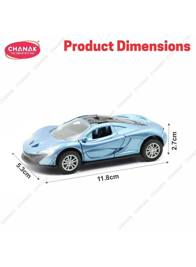 Chanak Chanak Premium Metal Die-Cast Sports Racer Car, Metal Car with Realistic Engine Sound, LED Lights, Open & Close Doors, Pull Back Car Zinc Alloy for Kids Above 3 Years, BIS Approved (Blue) - Image 3