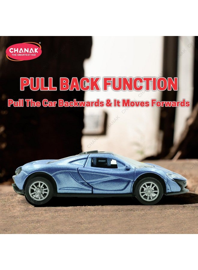 Chanak Chanak Premium Metal Die-Cast Sports Racer Car, Metal Car with Realistic Engine Sound, LED Lights, Open & Close Doors, Pull Back Car Zinc Alloy for Kids Above 3 Years, BIS Approved (Blue) - Image 5