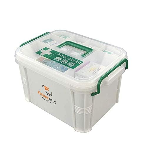 Fennec Mart Plastic First Aid Box 2 Layers with Compartments Family Medicine Storage Organizer 1 Pack MULTI COLOR - Image 1