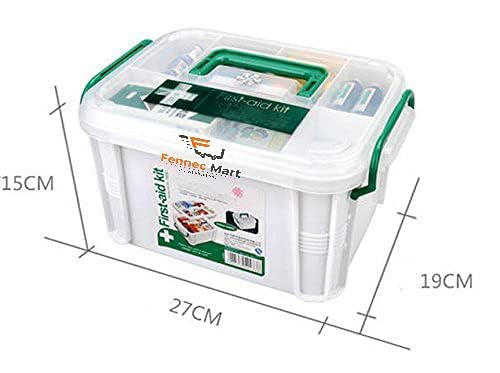 Fennec Mart Plastic First Aid Box 2 Layers with Compartments Family Medicine Storage Organizer 1 Pack MULTI COLOR - Image 3
