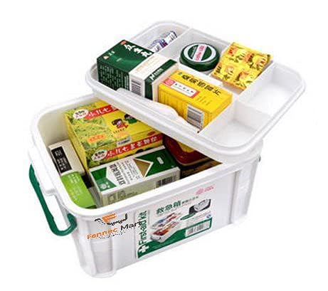 Fennec Mart Plastic First Aid Box 2 Layers with Compartments Family Medicine Storage Organizer 1 Pack MULTI COLOR - Image 4