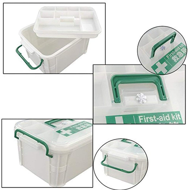 Fennec Mart Plastic First Aid Box 2 Layers with Compartments Family Medicine Storage Organizer 1 Pack MULTI COLOR - Image 2