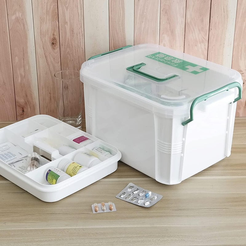 Fennec Mart Plastic First Aid Box 2 Layers with Compartments Family Medicine Storage Organizer 1 Pack MULTI COLOR - Image 5