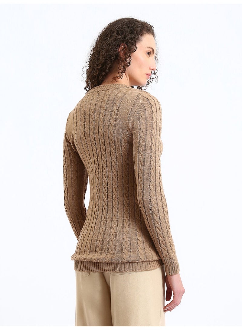 LC WAIKIKI Crew Neck Self-Patterned Women's Knitwear Sweater - Image 1