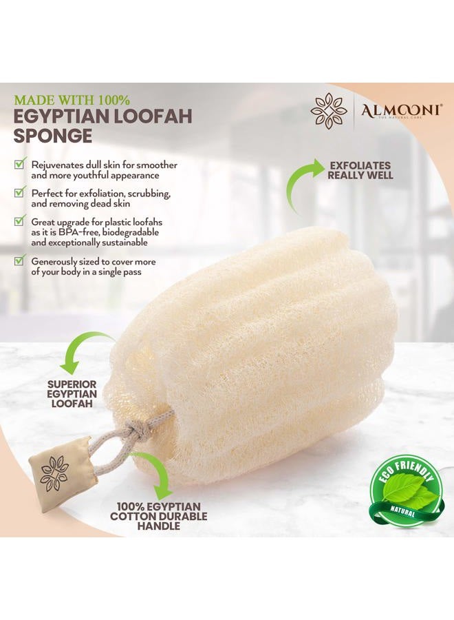 Almooni Egyptian Loofah Exfoliating Body Scrubber, Natural Real Egyptian Shower Loofah Sponge Body Scrubber for Women and Men, for Body and Face That Will Get You Clean - 3 Count (1 Pack) - Image 2