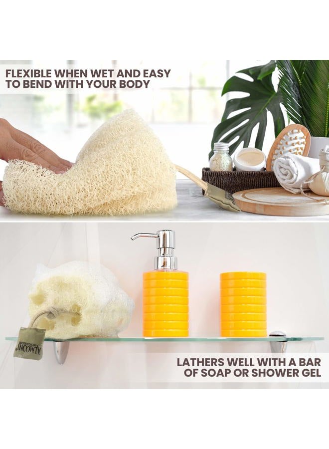 Almooni Egyptian Loofah Exfoliating Body Scrubber, Natural Real Egyptian Shower Loofah Sponge Body Scrubber for Women and Men, for Body and Face That Will Get You Clean - 3 Count (1 Pack) - Image 3