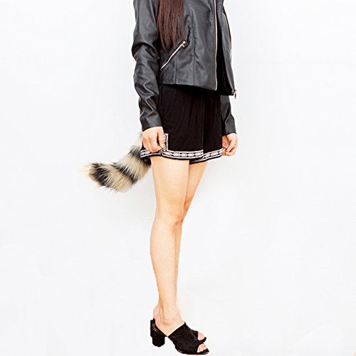 JUNBOON Faux Fur Fox Tail for Cosplay Costume Halloween Party (Black stripe) - Image 3