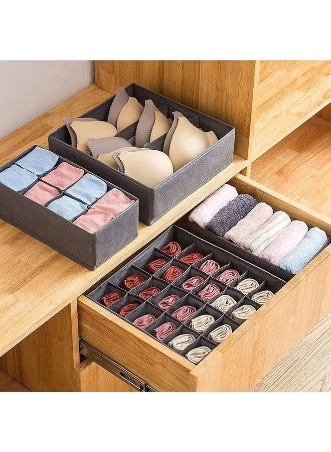 4-Pack Foldable Underwear & Bra Drawer Organizers - Fabric Closet & Dresser Drawer Dividers - Dark Gray Storage Box for Lingerie, Panties, Socks, and Briefs - Image 5