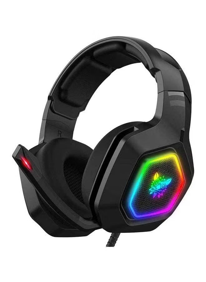 Wired Gaming Headset with Microphone, Over-Ear Headphones for PS4, PS5, PC, Xbox One, Console, LED Light, Surround Bass, Noise Cancelling for Laptop