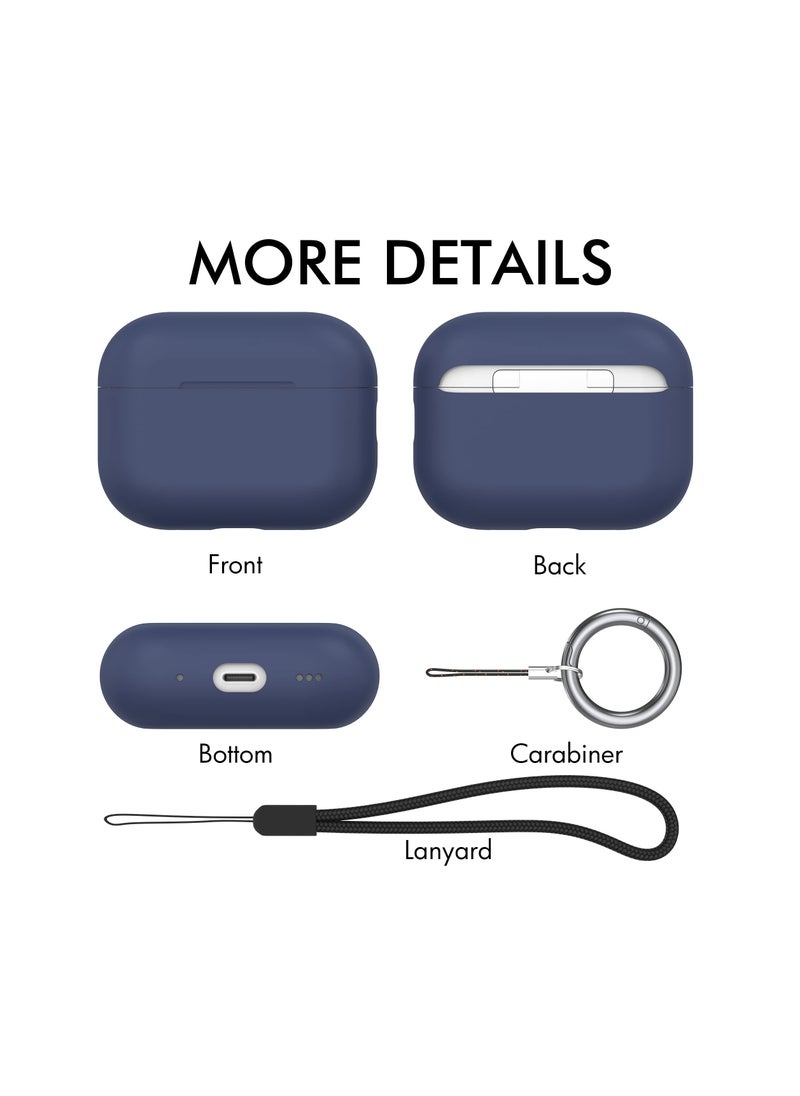 SYOSI - AirPods Pro 2 Case Cover 2022, Premium Silicone Case Cover with Lanyard Fully Protective with Front LED Visible (Midnight Blue) - Image 1