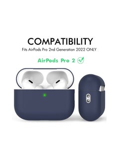 سيوسي غطاء حافظة AirPods Pro 2 2022، غطاء حافظة من السيليكون الفاخر مع حبل حماية كامل مع ضوء LED أمامي مرئي (أزرق منتصف الليل)  - Image 2