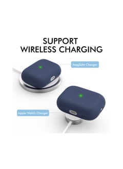 سيوسي غطاء حافظة AirPods Pro 2 2022، غطاء حافظة من السيليكون الفاخر مع حبل حماية كامل مع ضوء LED أمامي مرئي (أزرق منتصف الليل)  - Image 4