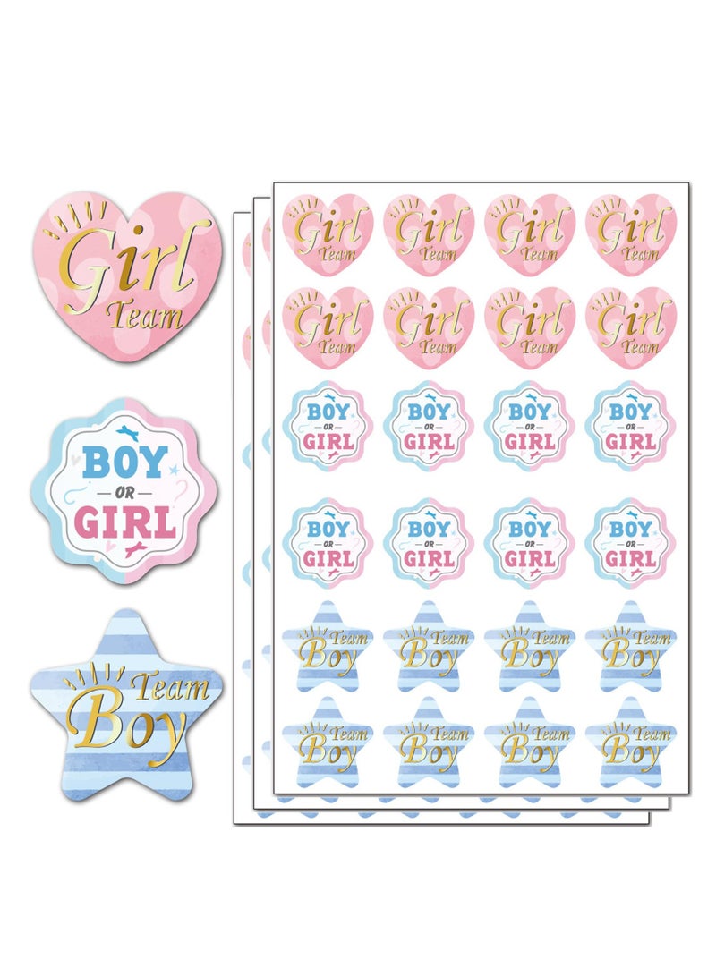 Excefore Gender Reveal Stickers, 192 Pcs Baby Shower Stickers Labels, Gender Reveal Voting Game Stickers, Team Boy or Team Girl Stickers for Baby Gender Reveal Decorations and Baby Shower Party Stickers  - Image 1