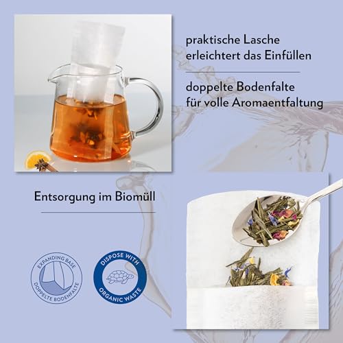 finum RSVP International Endurance Finium Collection Loose Leaf Tea Filter, Small Bags, 100 Count, Flip Top - Image 4