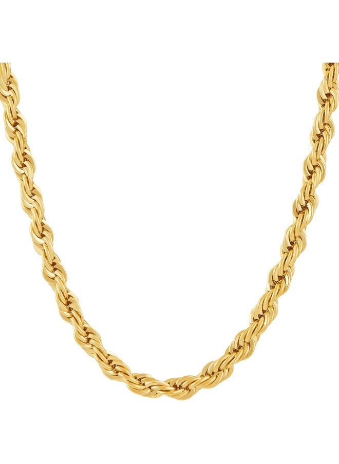 Lifetime Jewelry 6Mm Rope Chain Necklace For Women And Men 24K Real Gold Plated (16 Inches, 1 - Gold Plated)  - Image 1
